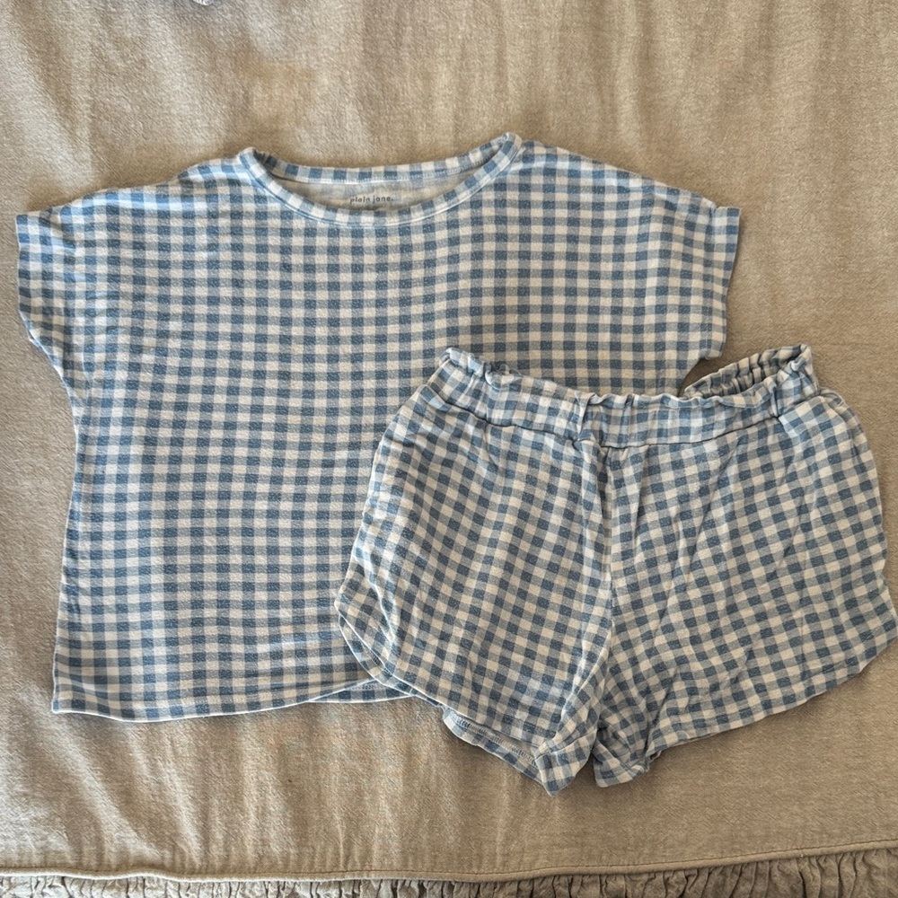 Plain Jane. Kids Blue Gingham Pajama Set